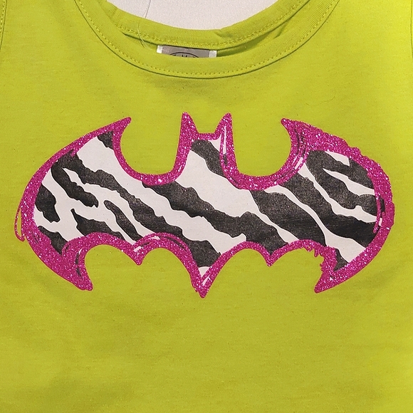 Batman Neon Yellow-Green Girls High-Low Tank Dress NWT Size S/P - Picture 2 of 6